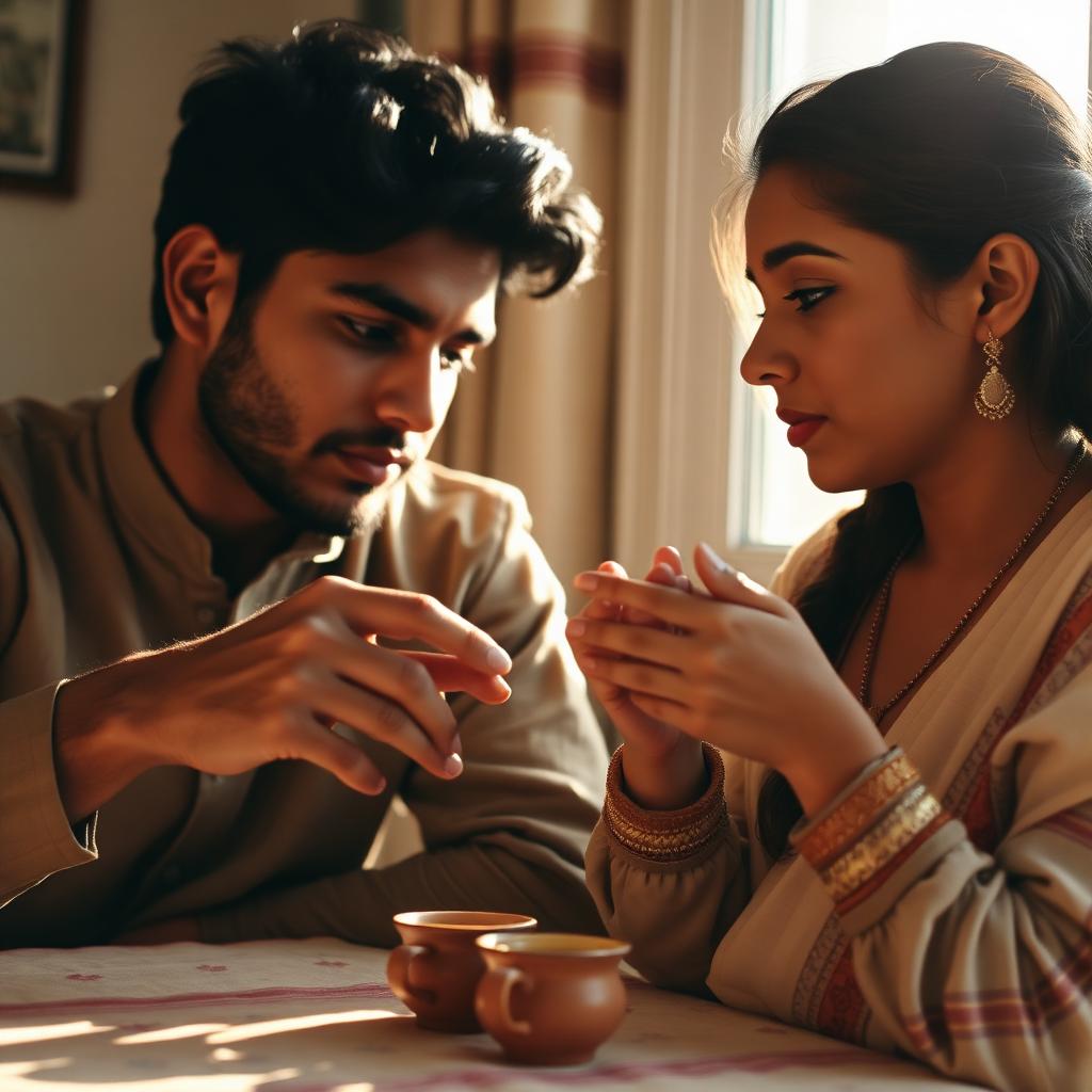 Two friends talking over chai