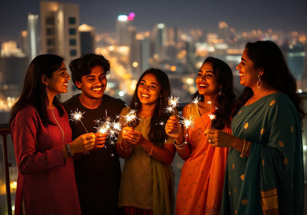 Diwali celebration on a Dubai balcony